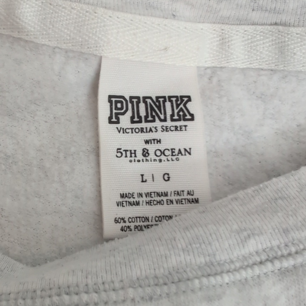 PINK Victoria's Secret K-State Crew Sweatshirt Light Heathered Gray size Large - Picture 4 of 4